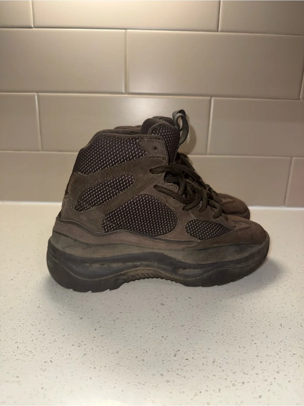 Yeezy High-Top Boots in Dark Brown